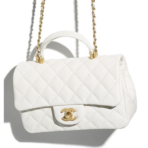 chanel mini square top handle|Mini classic handbag with top handle, Patent calfskin & gold.